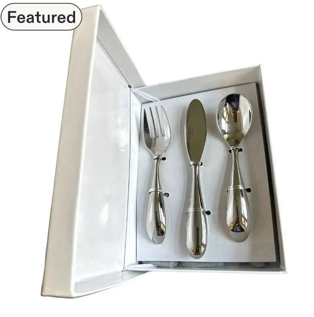 New In Gift Box Nambé STAINLESS STEEL 3 Feeding Set Designed BY Sean O’HARA NEW